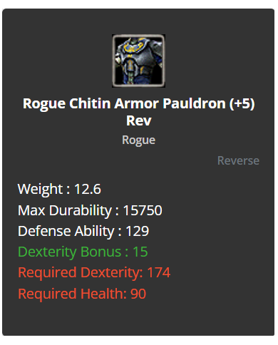 rogue chitin +8 4 adet